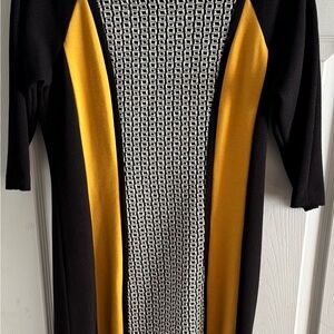 Julian Taylor Black and Gold Geometric Dress